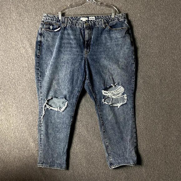 Good American Women's Plus Size 20 Distressed Good Classic High Rise Jeans